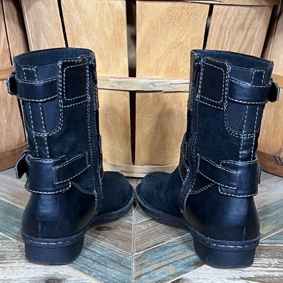 Clarks Bendables Whistle Ranch Black Suede Leather Zip-Up Mid Boots Women Size 7 - Picture 8 of 12